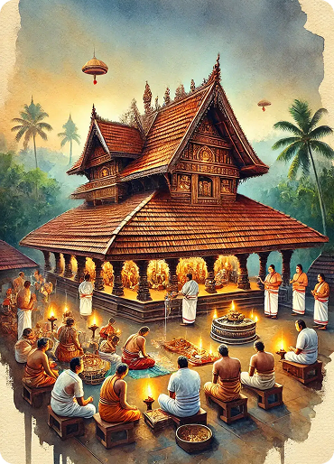 Kerala temple ritual illustration